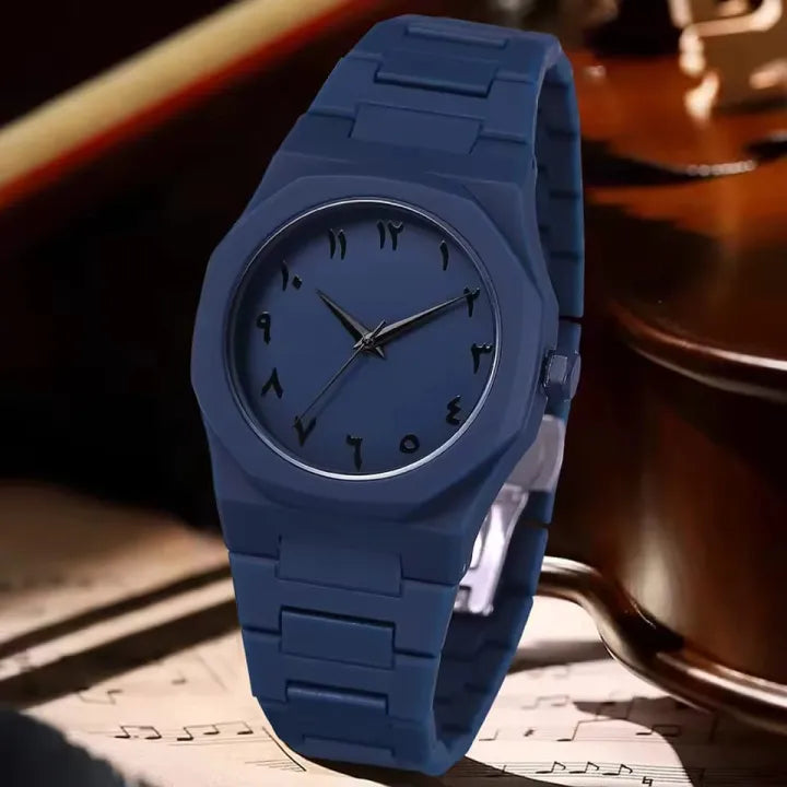 Arabic Aura Watch for Men Black & White