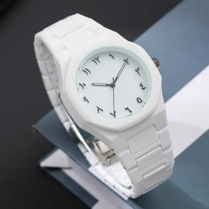 Arabic Aura Watch for Men Black & White